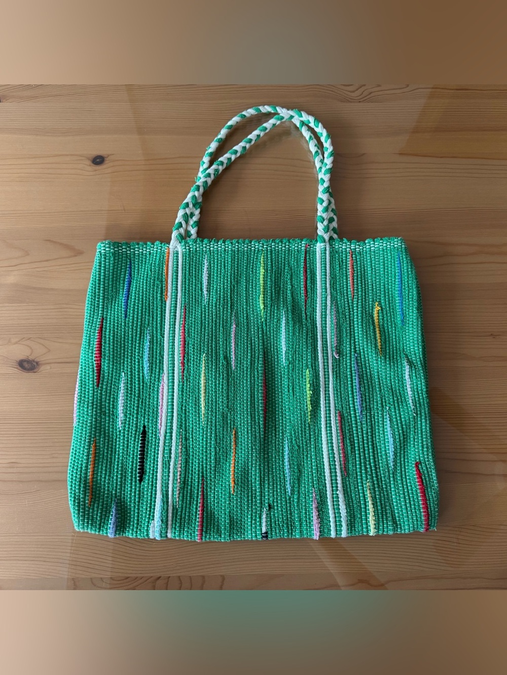 Zabaleen Large Green Woven Tote - Picture 3 of 6